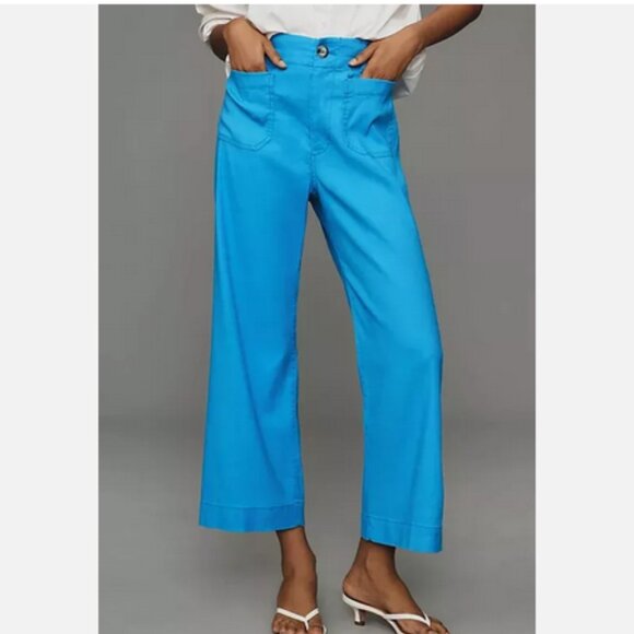 Anthropologie Pants - Anthropologie Maeve The Colette Cropped Wide-Leg Pants Linen Sky Blue 30 NWT